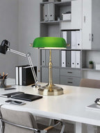 Matted Amber Stepless Dimmable Glass Bankers Desk Lamp