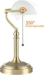 Matted Amber Stepless Dimmable Glass Bankers Desk Lamp