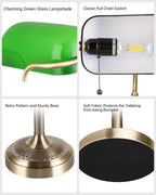 Matted Amber Stepless Dimmable Glass Bankers Desk Lamp