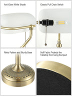 Matted Amber Stepless Dimmable Glass Bankers Desk Lamp