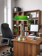 Matted Amber Stepless Dimmable Glass Bankers Desk Lamp