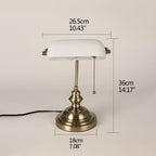 Glass Bankers Desk Lamp with Pull Chain Switch