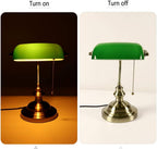 Glass Bankers Desk Lamp with Pull Chain Switch