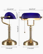 Glass Bankers Desk Lamp with Pull Chain Switch