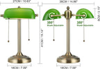Glass Bankers Desk Lamp with Pull Chain Switch