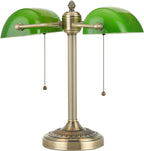 Glass Bankers Desk Lamp with Pull Chain Switch