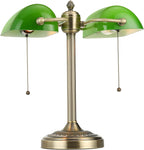 Glass Bankers Desk Lamp with Pull Chain Switch