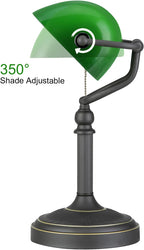 Glass Bankers Desk Lamp with Pull Chain Switch