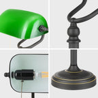 Glass Bankers Desk Lamp with Pull Chain Switch