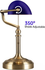 Glass Bankers Desk Lamp with Pull Chain Switch