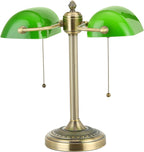 Glass Bankers Desk Lamp with Pull Chain Switch