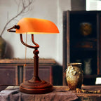 Glass Bankers Desk Lamp with Pull Chain Switch