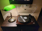 Glass Bankers Desk Lamp with Pull Chain Switch