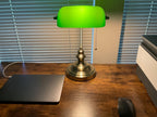 Glass Bankers Desk Lamp with Pull Chain Switch