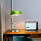 Glass Bankers Desk Lamp with Pull Chain Switch
