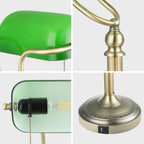 Glass Bankers Desk Lamp with Pull Chain Switch
