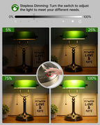 Glass Bankers Desk Lamp with Pull Chain Switch