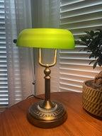 Glass Bankers Desk Lamp with Pull Chain Switch