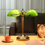 Glass Bankers Desk Lamp with Pull Chain Switch