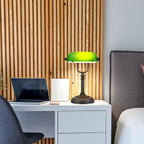 Glass Bankers Desk Lamp with Pull Chain Switch