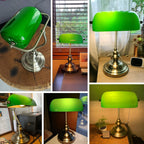 Glass Bankers Desk Lamp with Pull Chain Switch