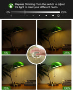 Glass Bankers Desk Lamp with Wireless Charger USB