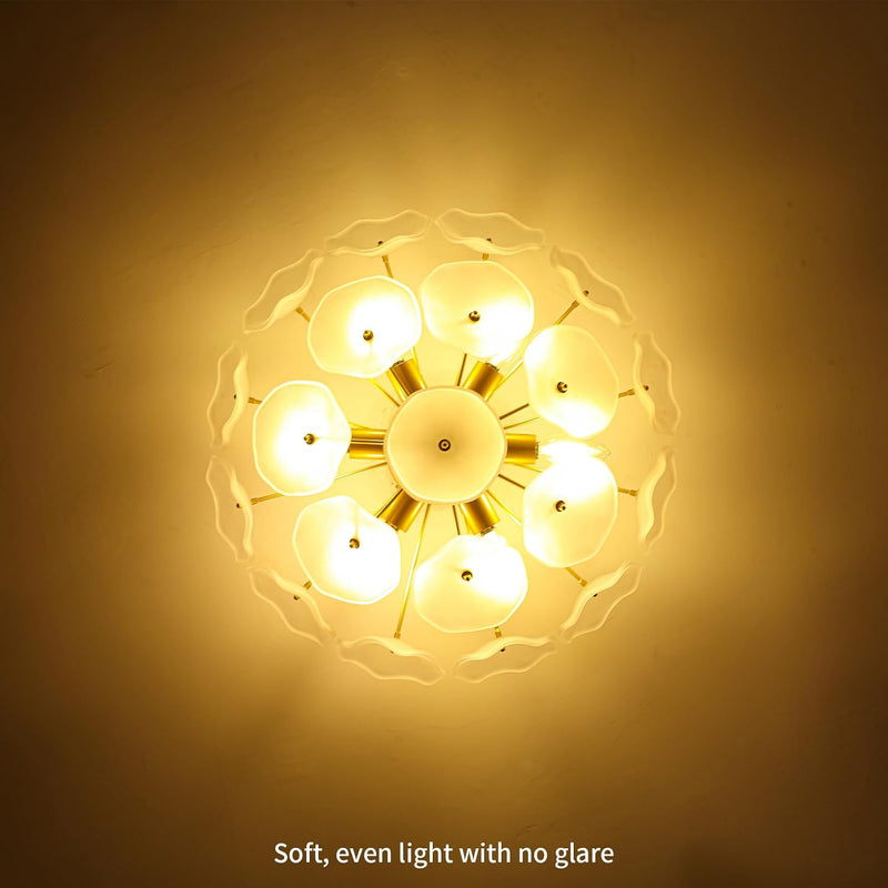 Floral Crystal Ceiling Light 3-Light Chandelier