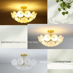 Floral Crystal Ceiling Light 3-Light Chandelier