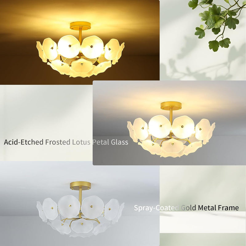 Floral Crystal Ceiling Light 3-Light Chandelier
