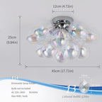 Floral Crystal Ceiling Light 3-Light Chandelier