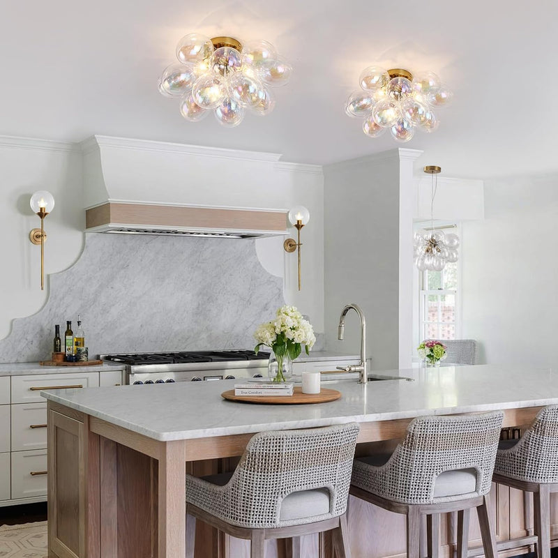 Floral Crystal Ceiling Light 3-Light Chandelier