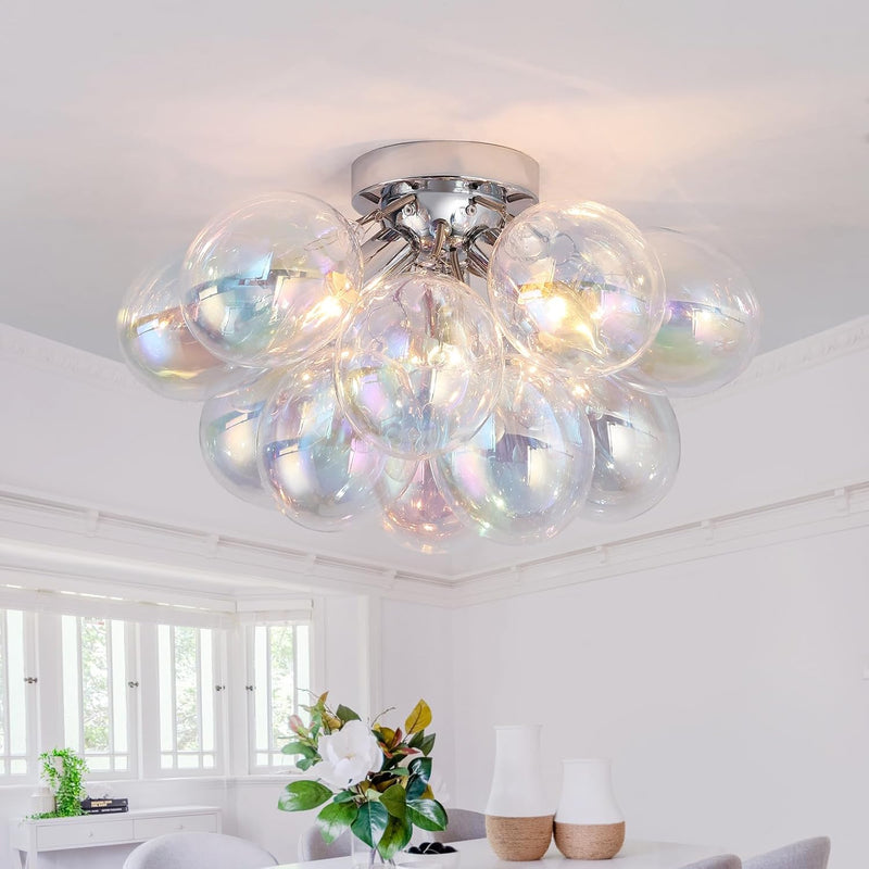 Floral Crystal Ceiling Light 3-Light Chandelier