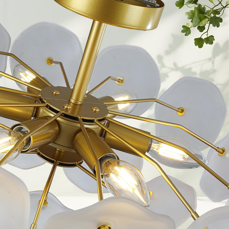 Floral Crystal Ceiling Light 3-Light Chandelier