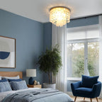 Floral Crystal Ceiling Light 3-Light Chandelier
