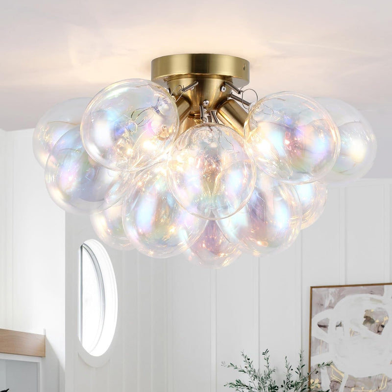 Floral Crystal Ceiling Light 3-Light Chandelier