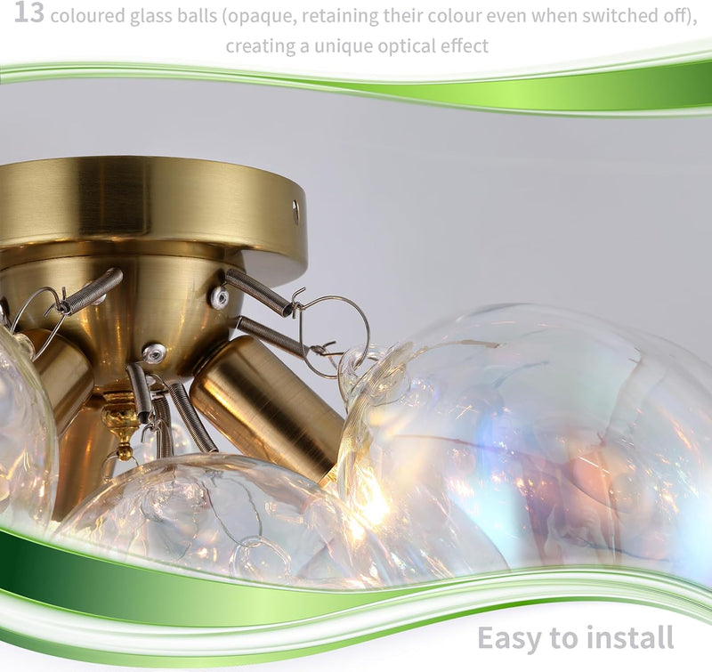 Floral Crystal Ceiling Light 3-Light Chandelier