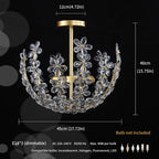 Floral Crystal Ceiling Light 3-Light Chandelier
