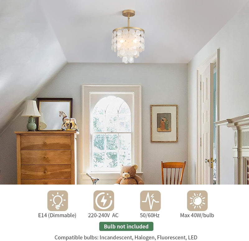 Floral Crystal Ceiling Light 3-Light Chandelier