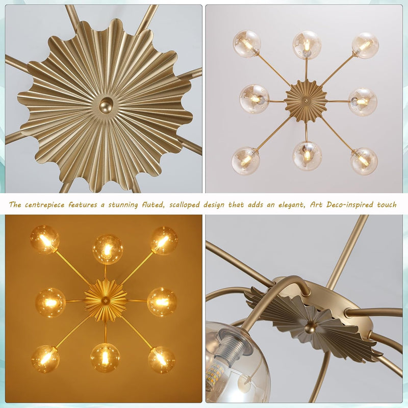 Floral Crystal Ceiling Light 3-Light Chandelier