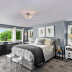 Floral Crystal Ceiling Light 3-Light Chandelier