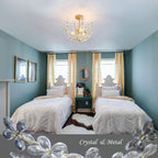 Floral Crystal Ceiling Light 3-Light Chandelier
