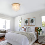 Floral Crystal Ceiling Light 3-Light Chandelier