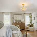 Floral Crystal Ceiling Light 3-Light Chandelier