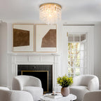 Floral Crystal Ceiling Light 3-Light Chandelier