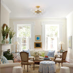 Floral Crystal Ceiling Light 3-Light Chandelier