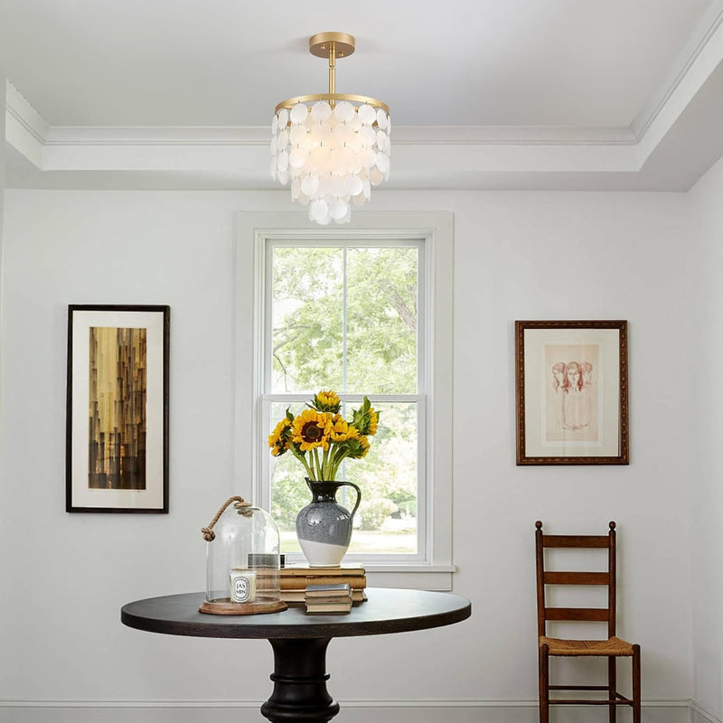 Floral Crystal Ceiling Light 3-Light Chandelier
