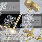 Floral Crystal Ceiling Light 3-Light Chandelier