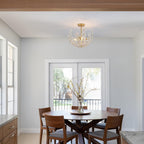 Floral Crystal Ceiling Light 3-Light Chandelier