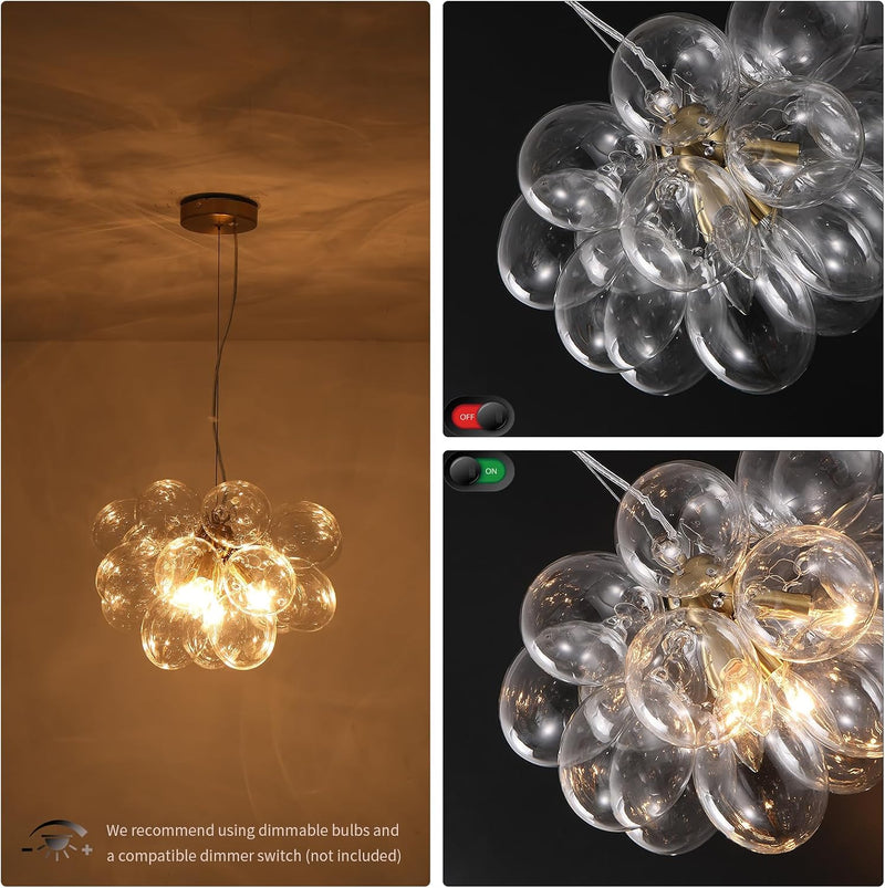 Floral Crystal Ceiling Light 3-Light Chandelier