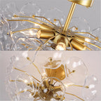 Floral Crystal Ceiling Light 3-Light Chandelier
